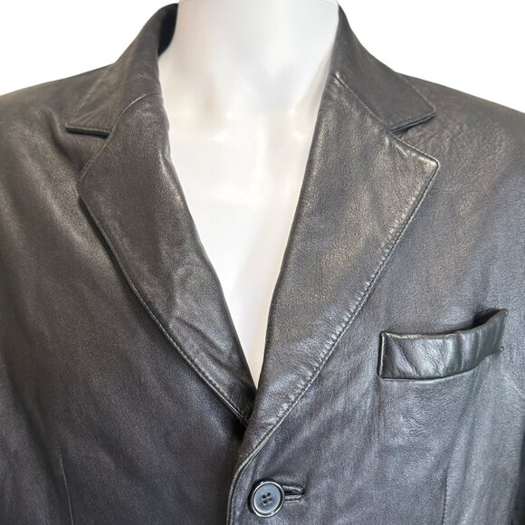 R&R Casuals Leather Blazer Men’s Size XL Black Genuine Leather 3-Button Jacket - Picture 8 of 15